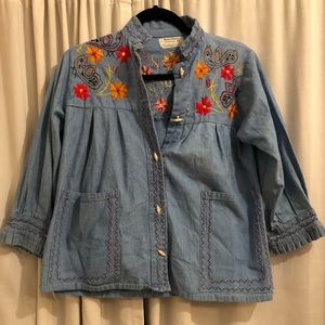 Vintage Mexican embroidered denim shirt
